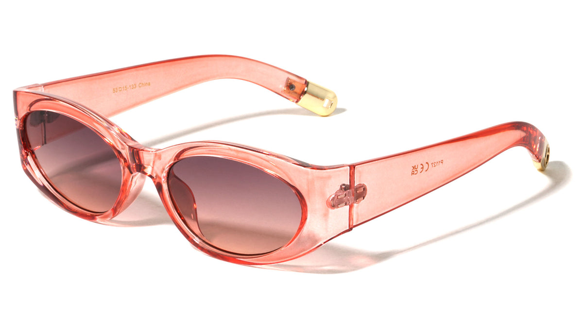 Tip Cutout Gold Accent Fashion Oval Wholesale Sunglasses