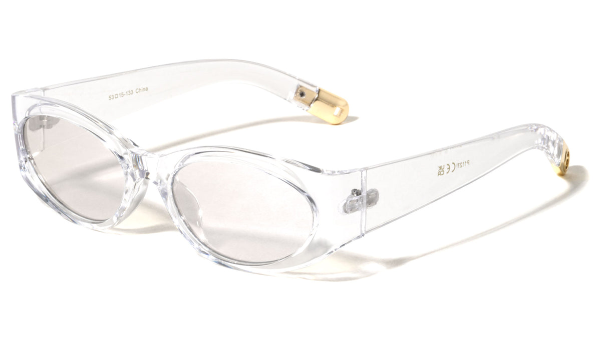 Tip Cutout Gold Accent Fashion Oval Wholesale Sunglasses