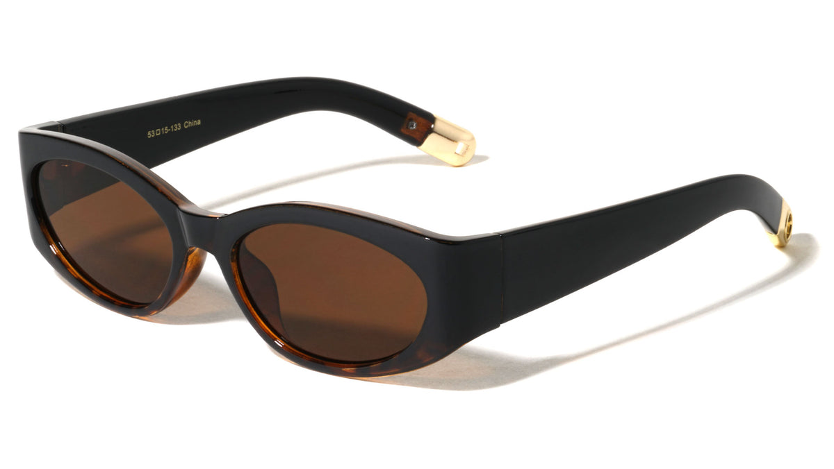 Tip Cutout Gold Accent Fashion Oval Wholesale Sunglasses