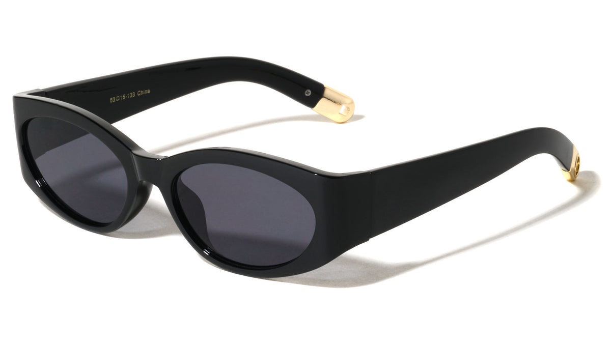 Tip Cutout Gold Accent Fashion Oval Wholesale Sunglasses
