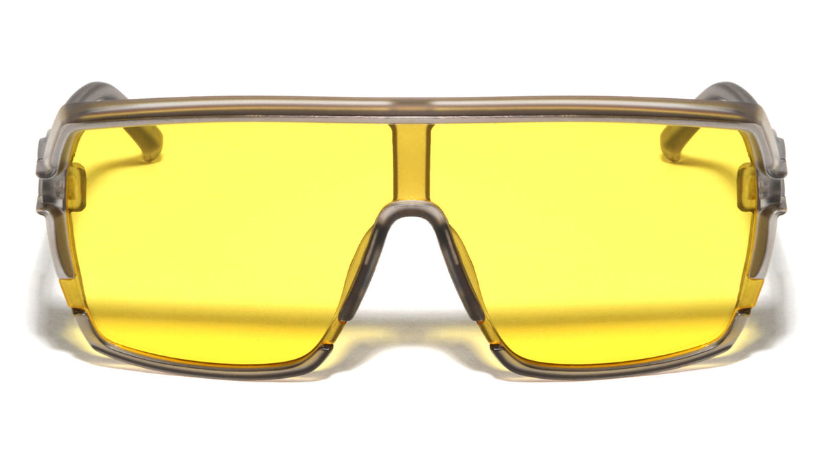 Flat Top Brow Bar One Piece Shield Lens Rectangle Wholesale Sunglasses