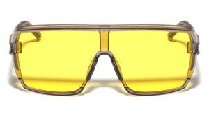 Flat Top Brow Bar One Piece Shield Lens Rectangle Wholesale Sunglasses
