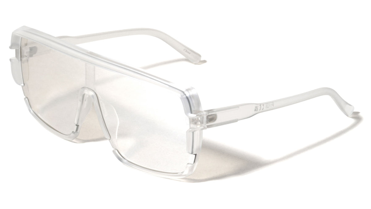 Flat Top Brow Bar One Piece Shield Lens Rectangle Wholesale Sunglasses