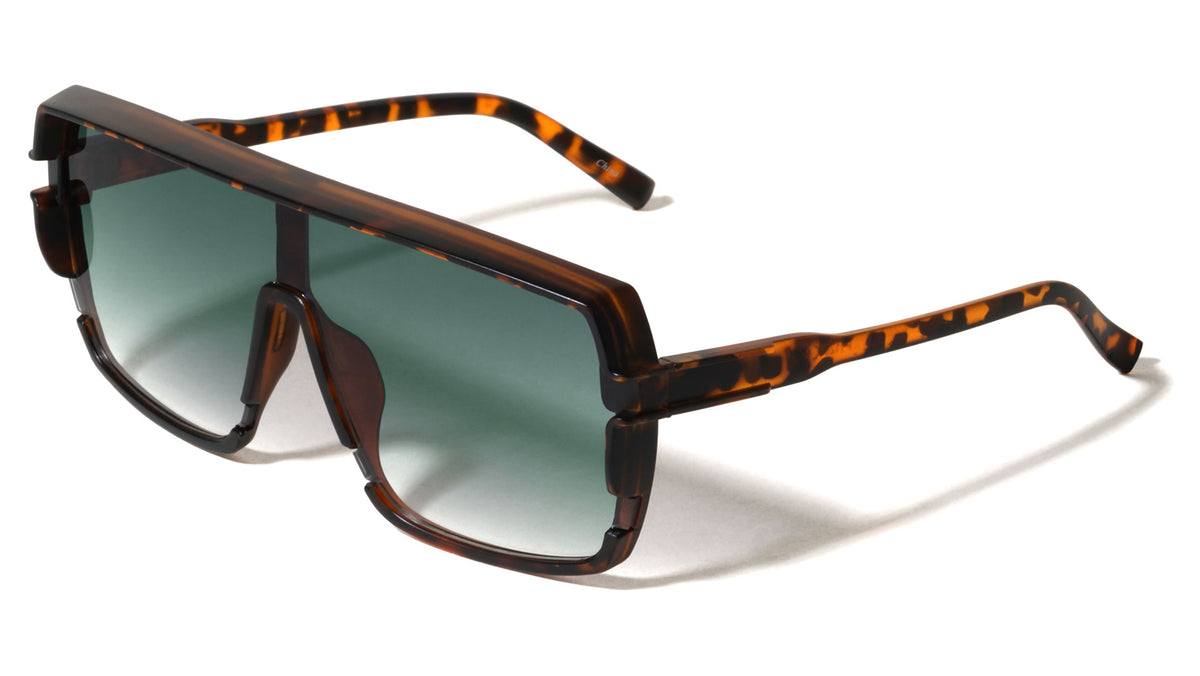 Flat Top Brow Bar One Piece Shield Lens Rectangle Wholesale Sunglasses