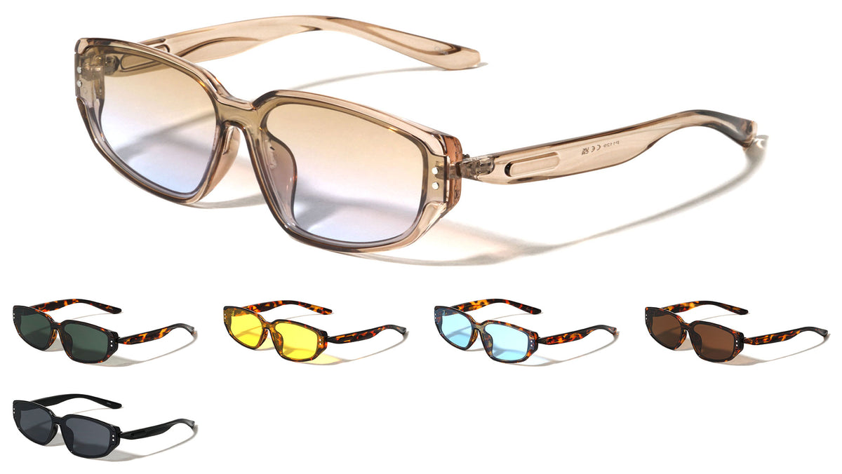 Concave Temple One Piece Shield Lens Fashion Wide Butterfly Wholesale Sunglasses