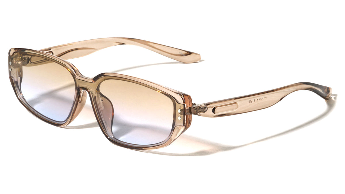 Concave Temple One Piece Shield Lens Fashion Wide Butterfly Wholesale Sunglasses