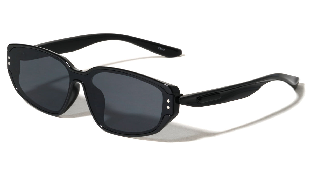 Concave Temple One Piece Shield Lens Fashion Wide Butterfly Wholesale Sunglasses