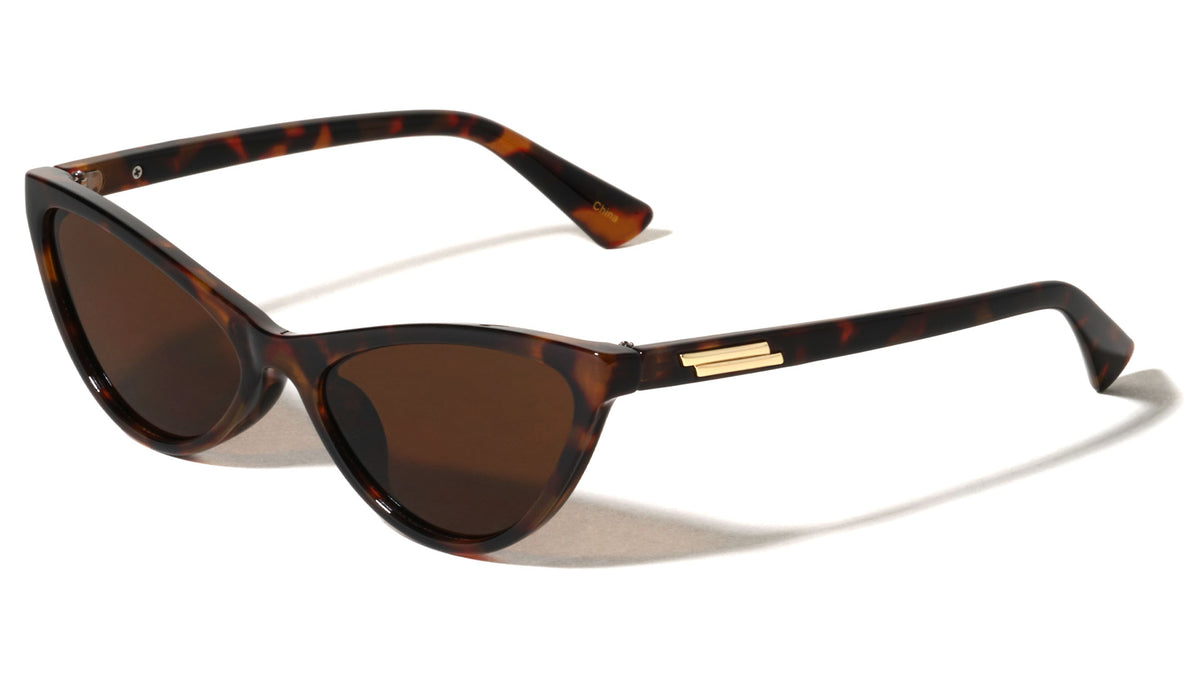 Two Bar Temple Accent Fashion Retro Cat Eye Wholesale Sunglasses