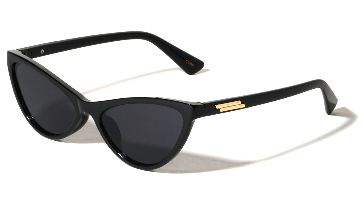 Two Bar Temple Accent Fashion Retro Cat Eye Wholesale Sunglasses