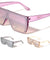 Crystal Color Rimless One Piece Shield Lens Flat Top Rectangle Wholesale Sunglasses