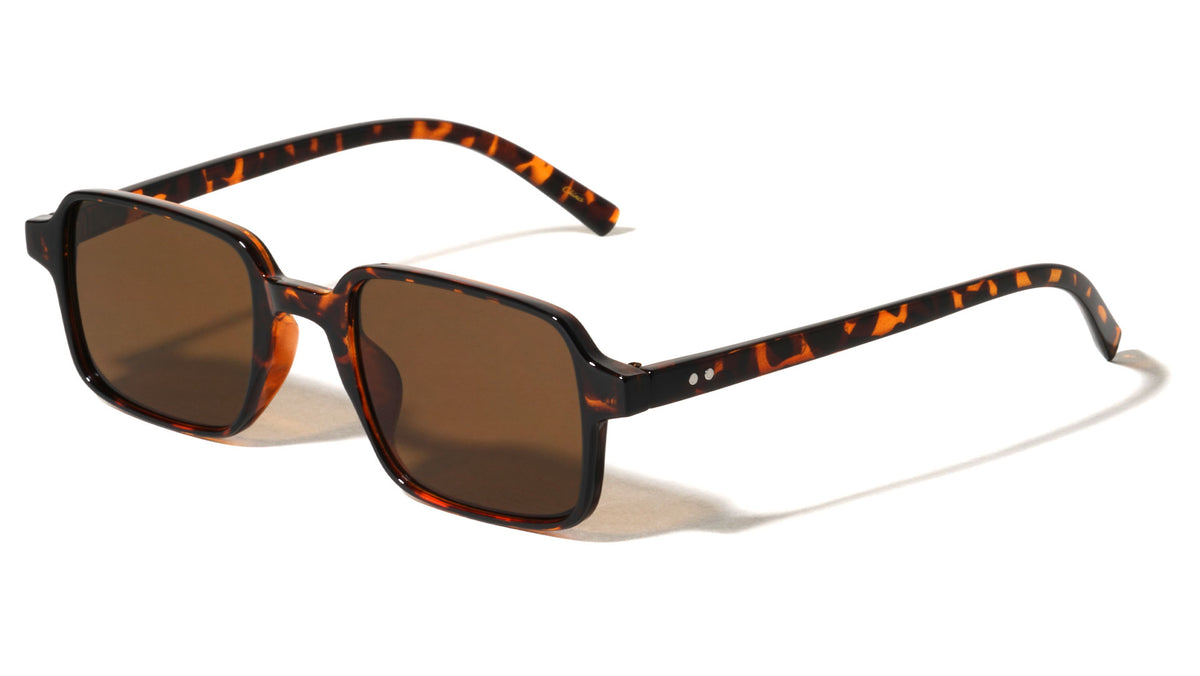 Color Lens Two Dot Temple Accent Retro Rectangle Wholesale Sunglasses