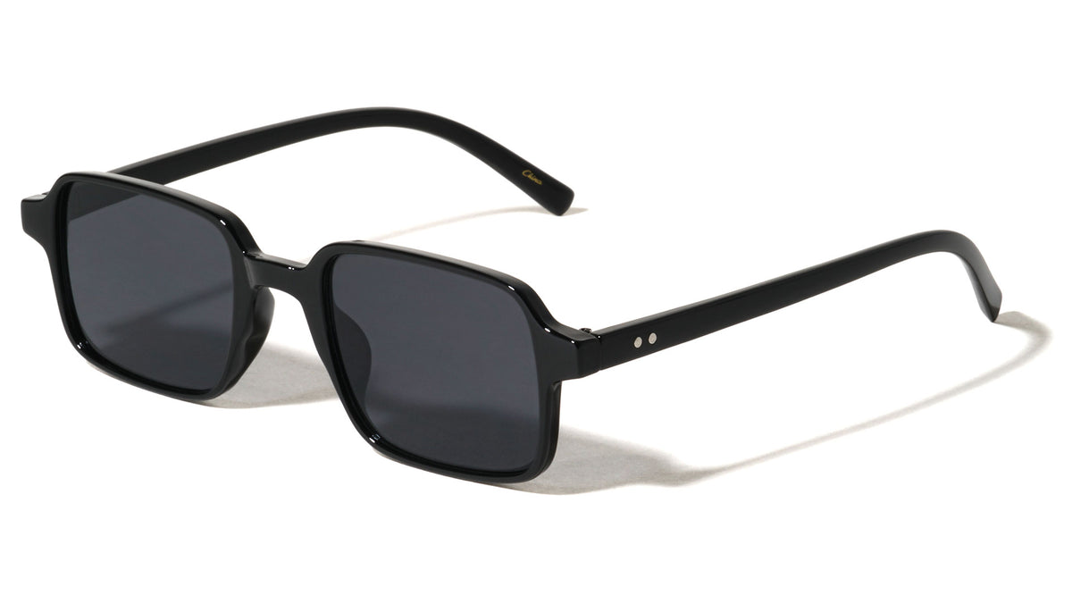 Color Lens Two Dot Temple Accent Retro Rectangle Wholesale Sunglasses