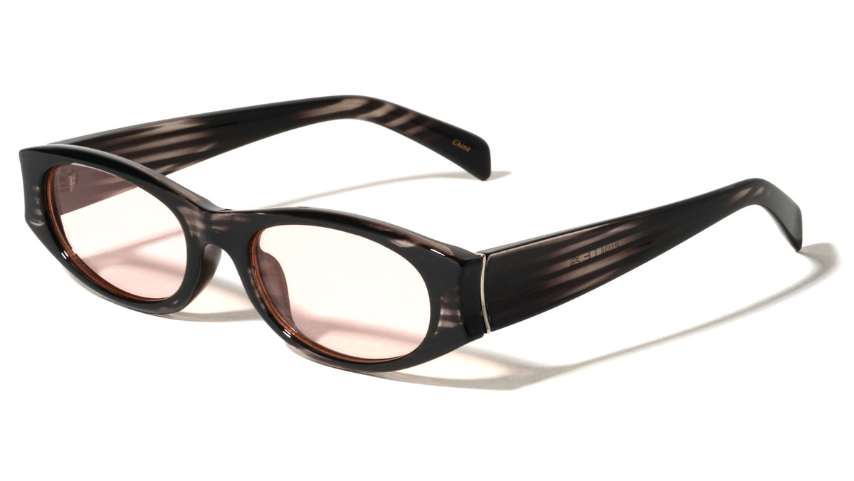 Curved Cut Sides Accent Fashion Oval Butterfly Wholesale Sunglasses