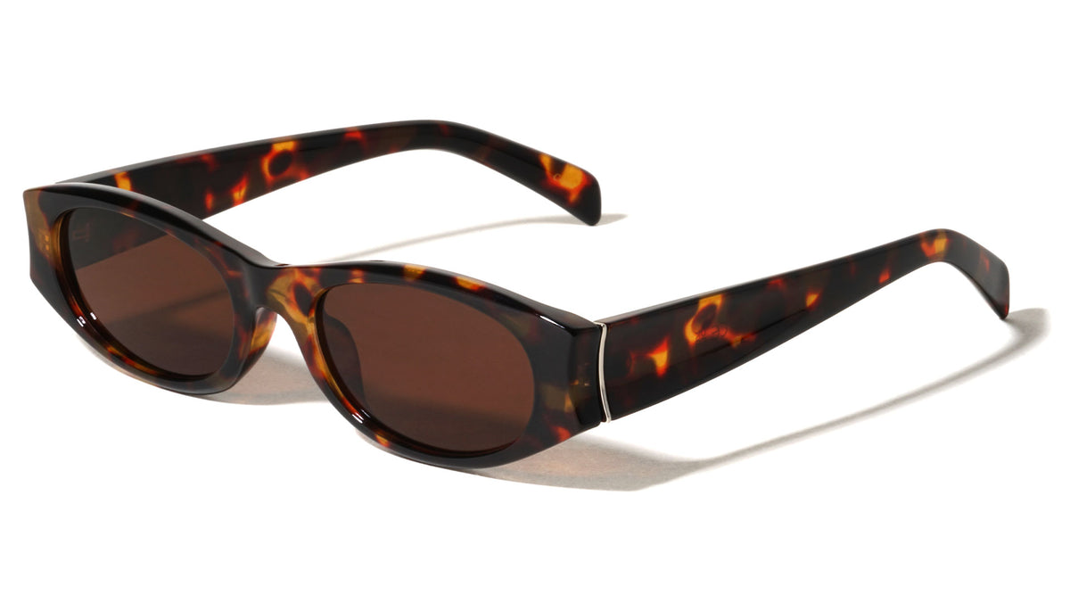 Curved Cut Sides Accent Fashion Oval Butterfly Wholesale Sunglasses