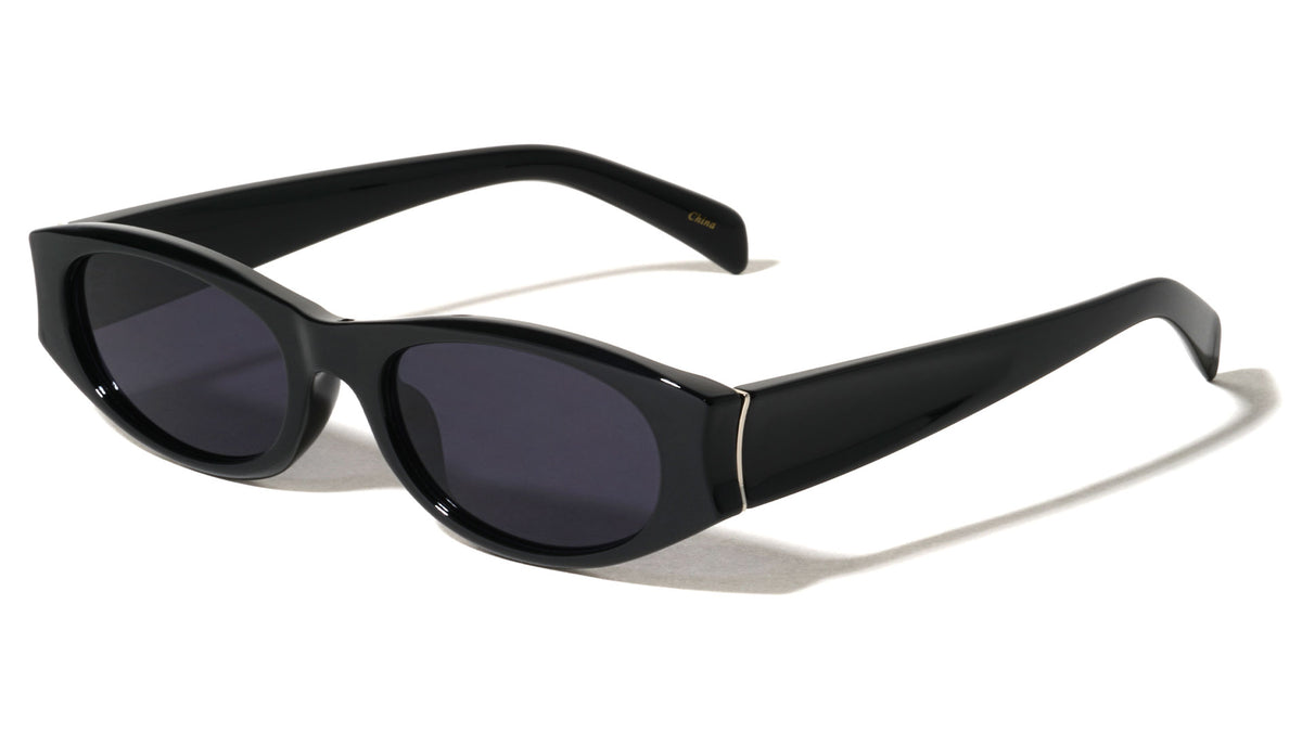 Curved Cut Sides Accent Fashion Oval Butterfly Wholesale Sunglasses
