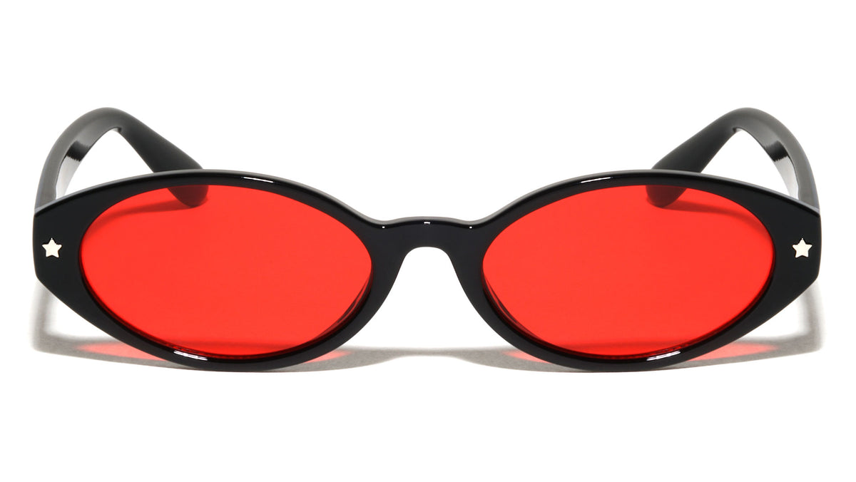 Star Stud Accent Color Lens Retro Oval Wholesale Sunglasses