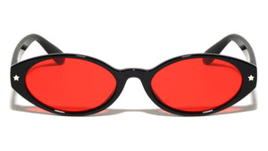 Star Stud Accent Color Lens Retro Oval Wholesale Sunglasses