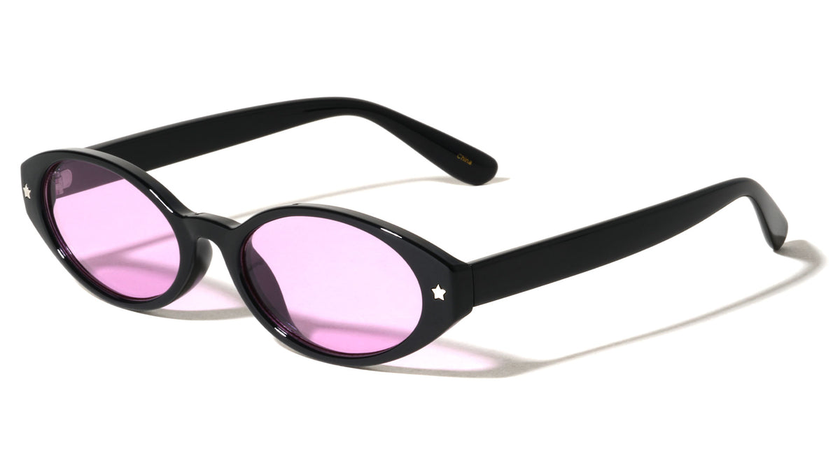Star Stud Accent Color Lens Retro Oval Wholesale Sunglasses