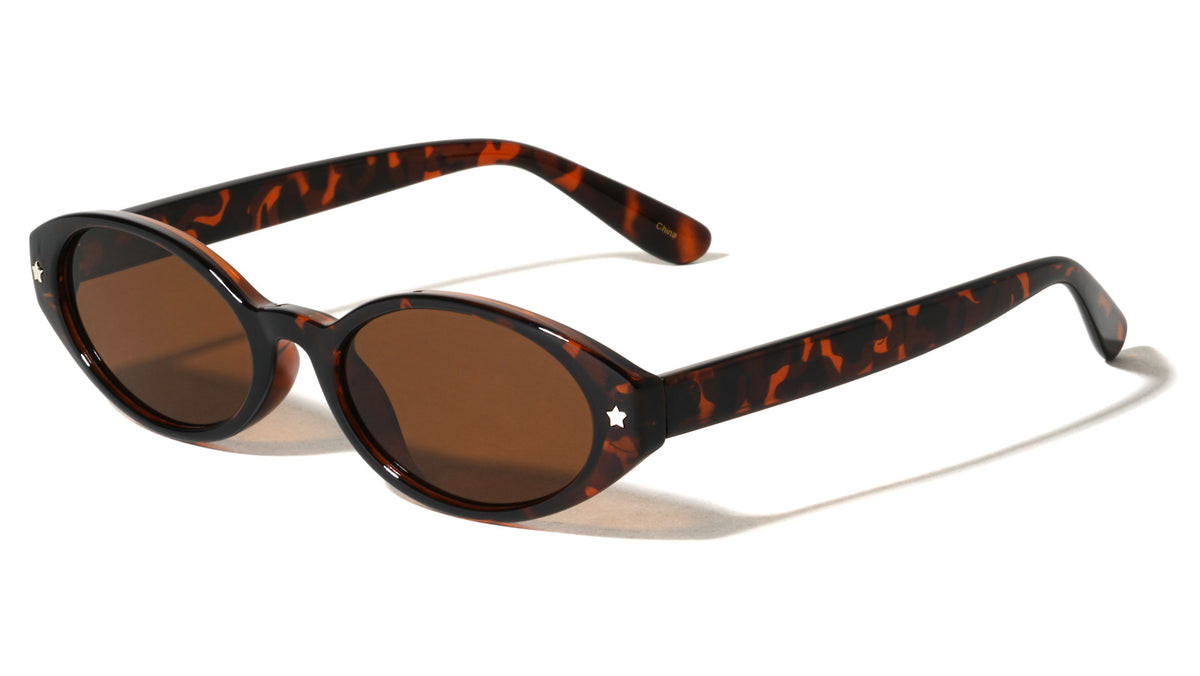 Star Stud Accent Color Lens Retro Oval Wholesale Sunglasses