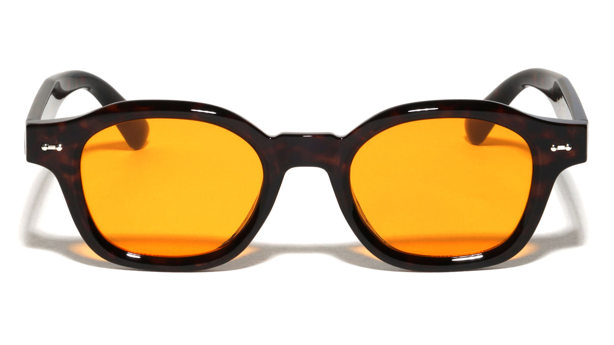 Frontal Stud Accent Fashion Retro Round Wholesale Sunglasses