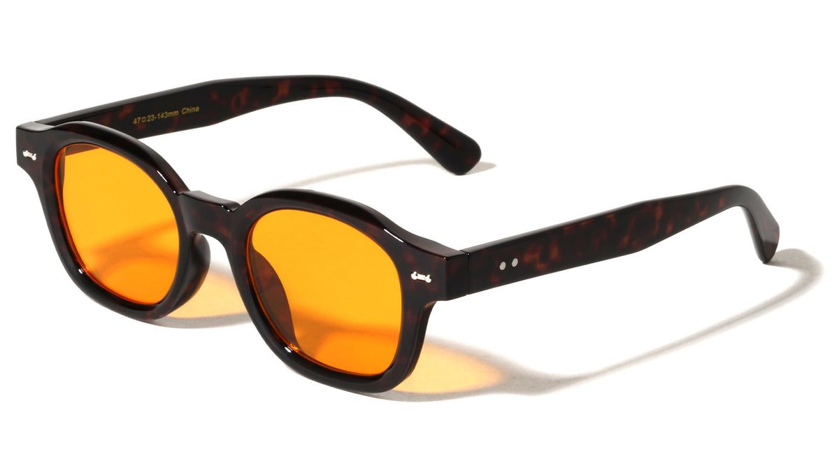 Frontal Stud Accent Fashion Retro Round Wholesale Sunglasses