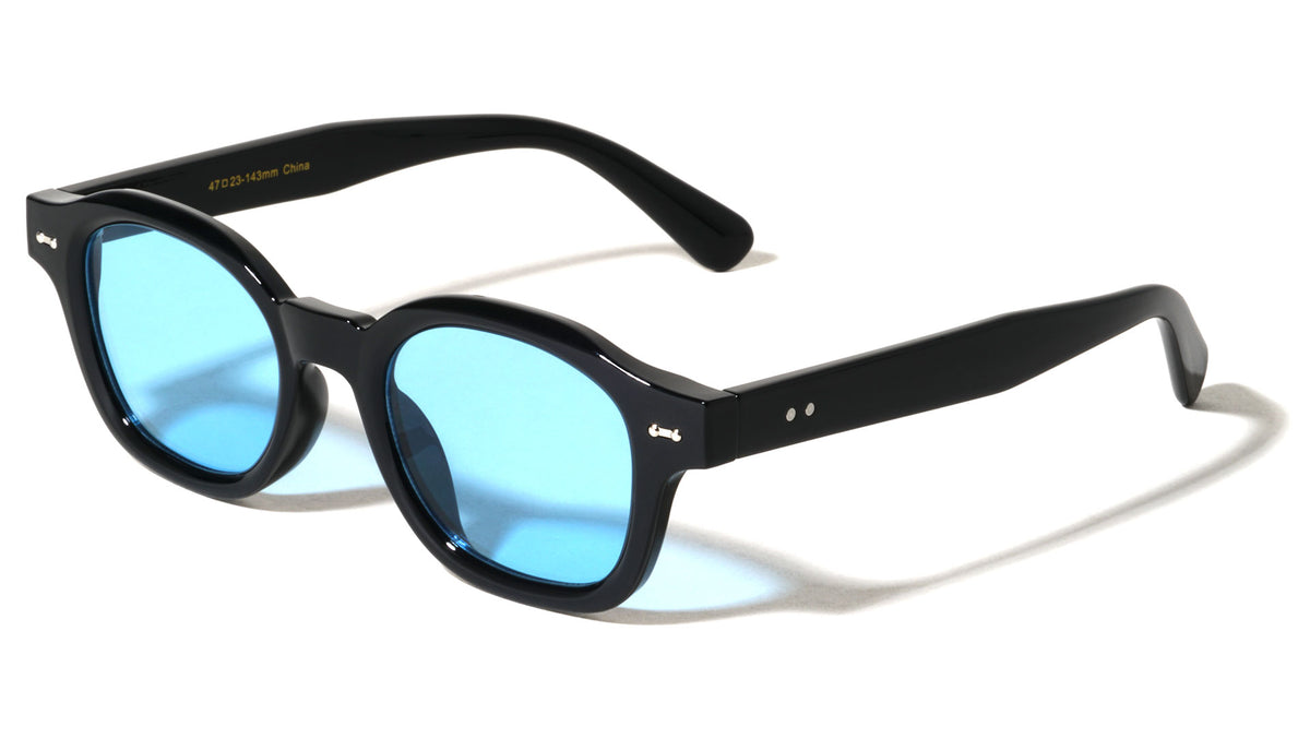 Frontal Stud Accent Fashion Retro Round Wholesale Sunglasses