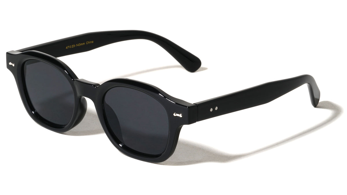 Frontal Stud Accent Fashion Retro Round Wholesale Sunglasses