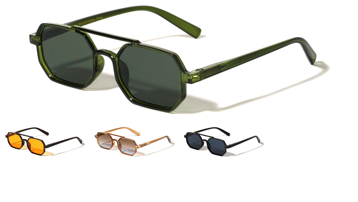 Spring Hinge Retro Geometric Aviators Wholesale Sunglasses