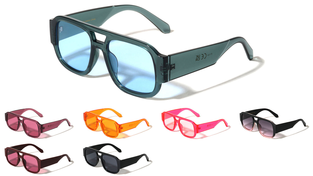 Oversized Crystal Color Fashion Square Aviators Wholesale Sunglasses