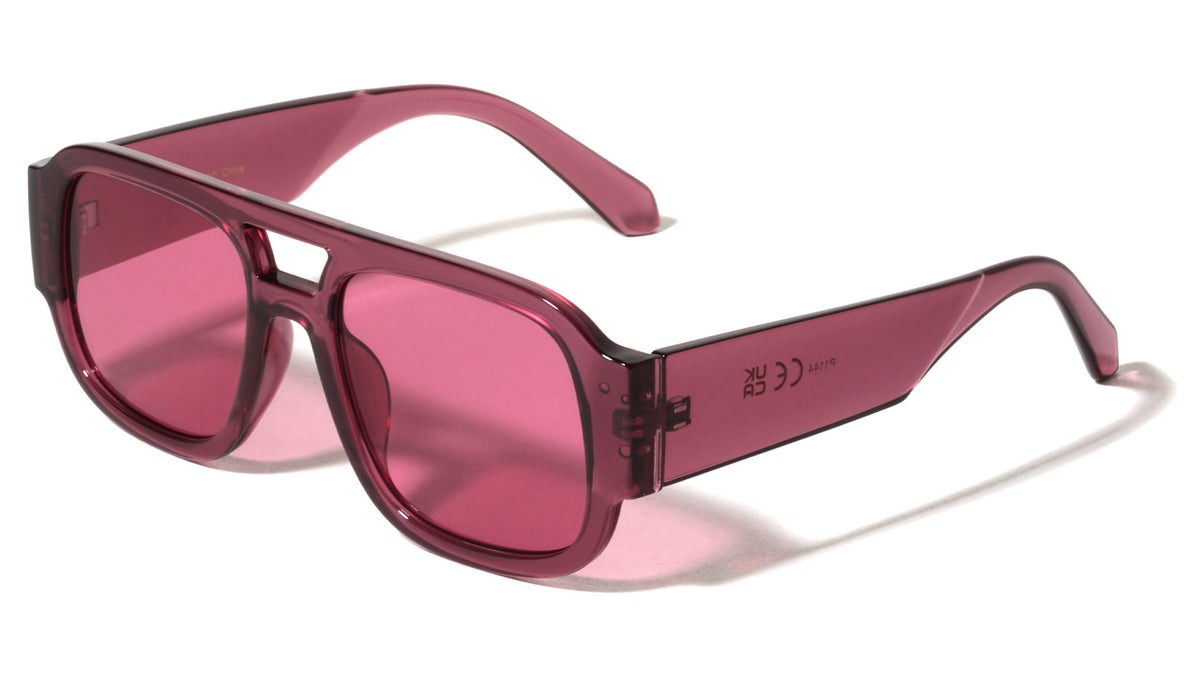 Oversized Crystal Color Fashion Square Aviators Wholesale Sunglasses