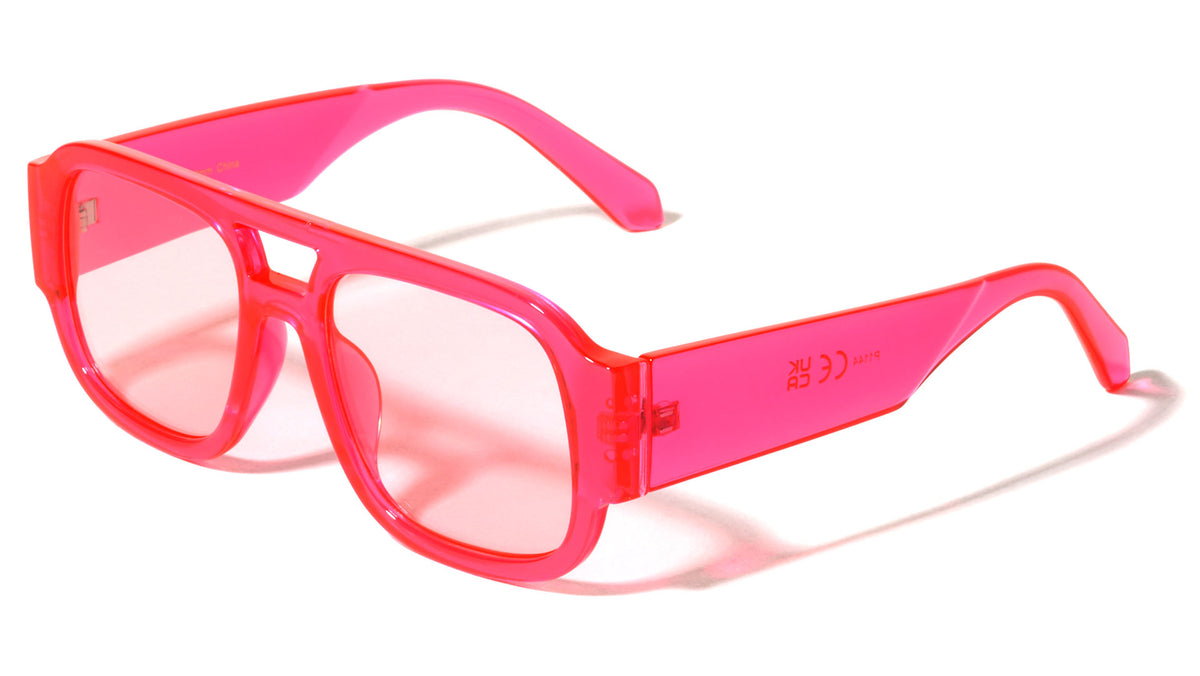 Oversized Crystal Color Fashion Square Aviators Wholesale Sunglasses