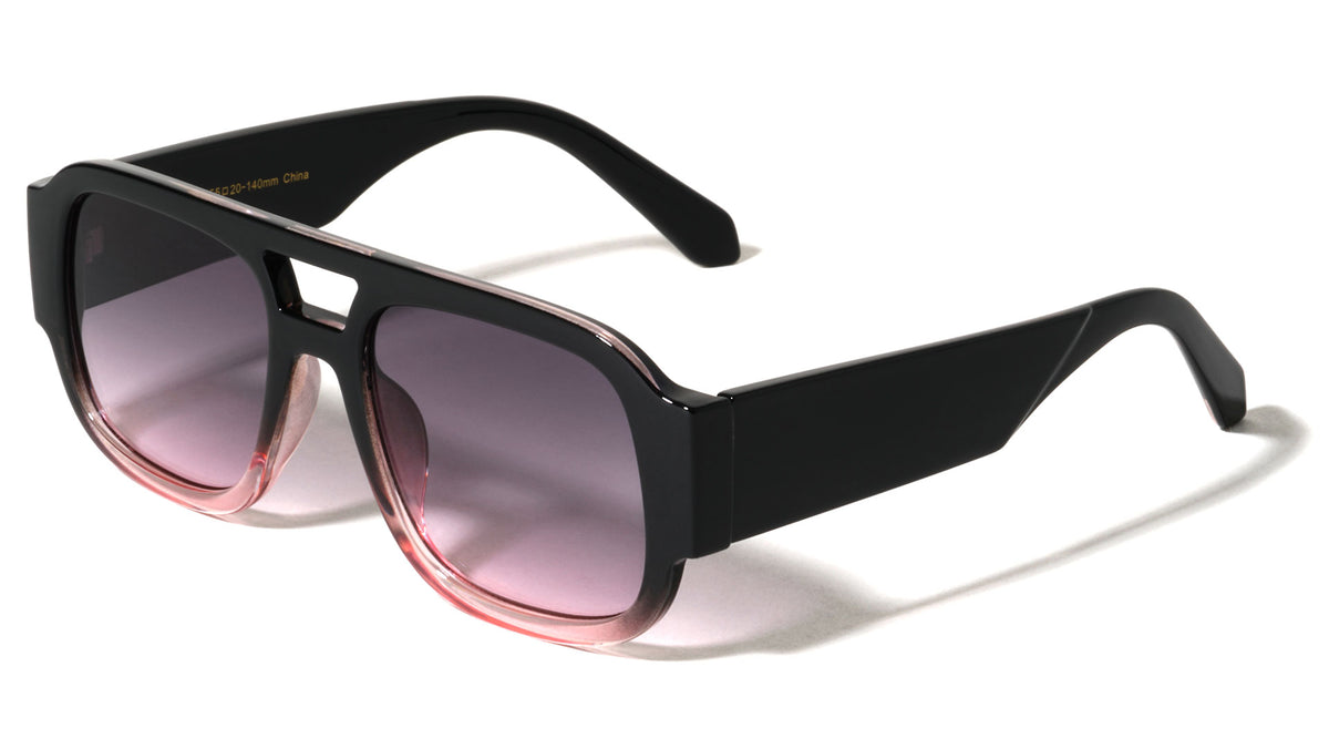 Oversized Crystal Color Fashion Square Aviators Wholesale Sunglasses