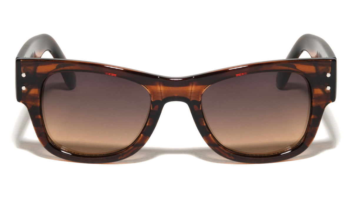 Two Dot Accent Stud Large Brow Square Wholesale Sunglasses