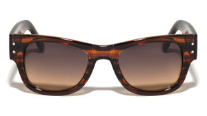 Two Dot Accent Stud Large Brow Square Wholesale Sunglasses