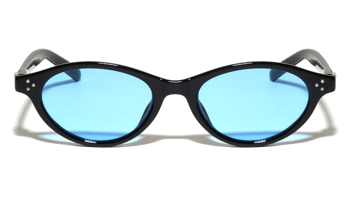 Two Bracket Hinge Accent Fashion Oval Cat Eye Wholesale Sunglasses