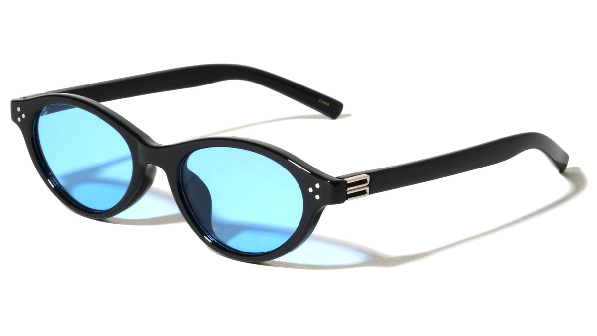 Two Bracket Hinge Accent Fashion Oval Cat Eye Wholesale Sunglasses