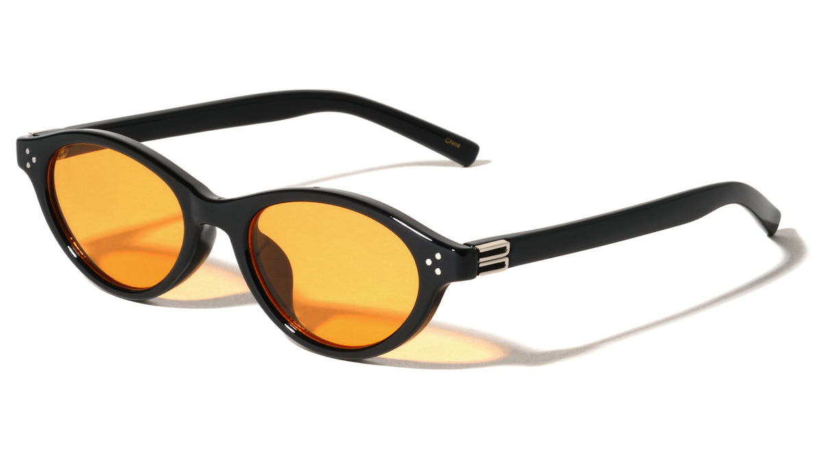 Two Bracket Hinge Accent Fashion Oval Cat Eye Wholesale Sunglasses