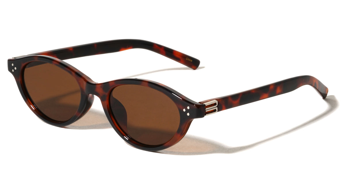 Two Bracket Hinge Accent Fashion Oval Cat Eye Wholesale Sunglasses