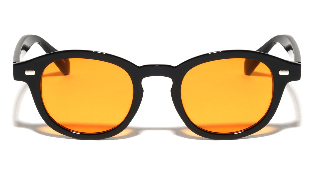 Rectangle Stud Accent Retro Round Wholesale Sunglasses