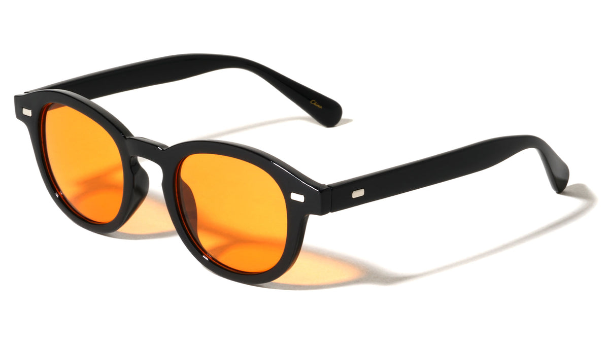 Rectangle Stud Accent Retro Round Wholesale Sunglasses
