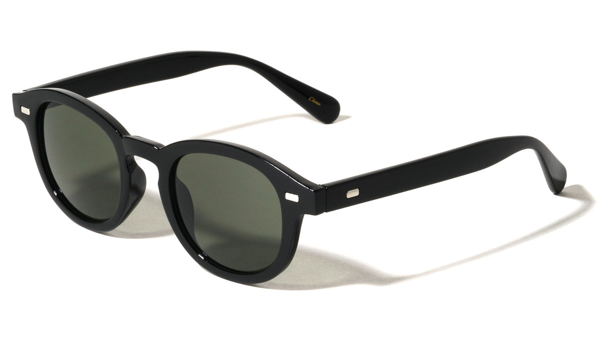 Rectangle Stud Accent Retro Round Wholesale Sunglasses