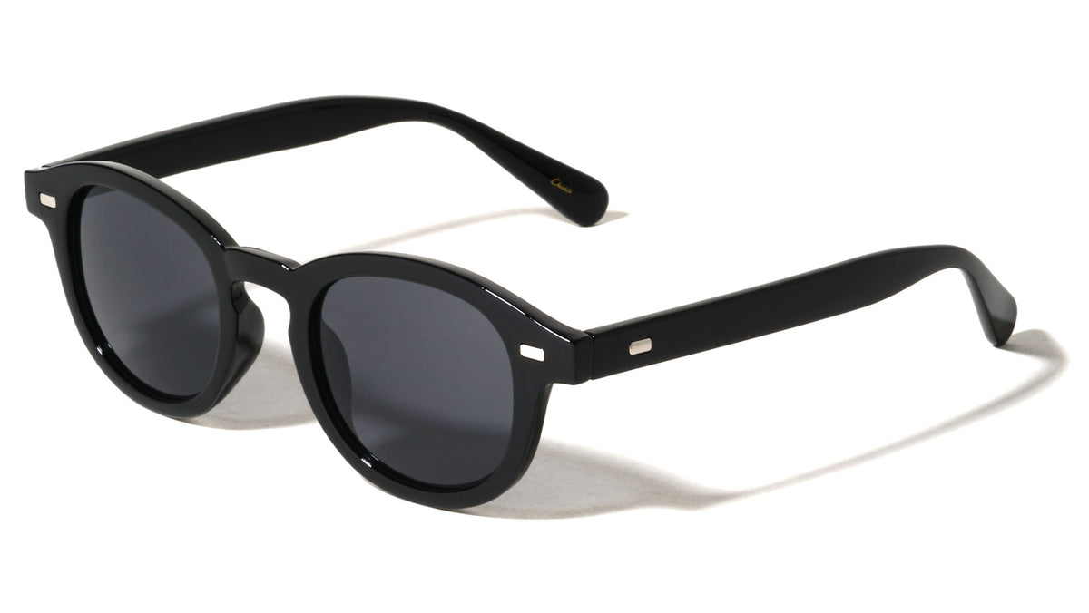 Rectangle Stud Accent Retro Round Wholesale Sunglasses