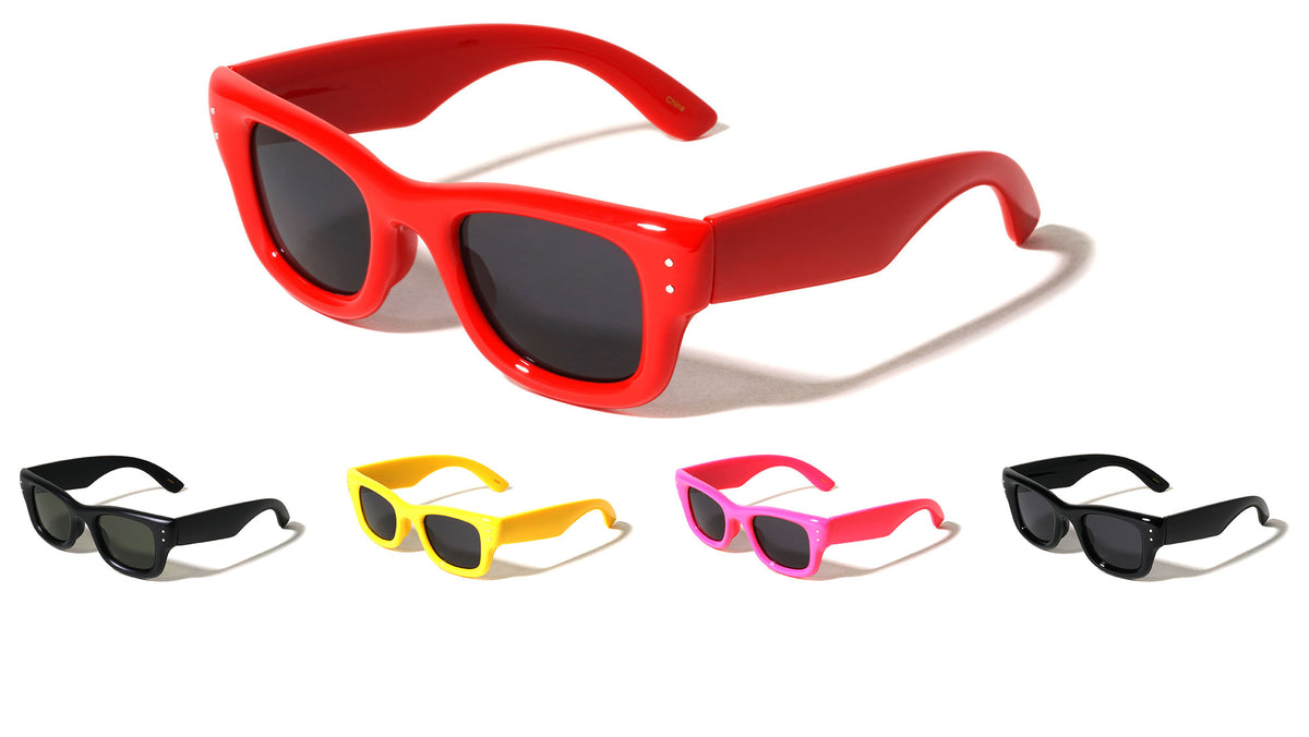 Two Dot Stud Accent Inflated Square Wholesale Sunglasses