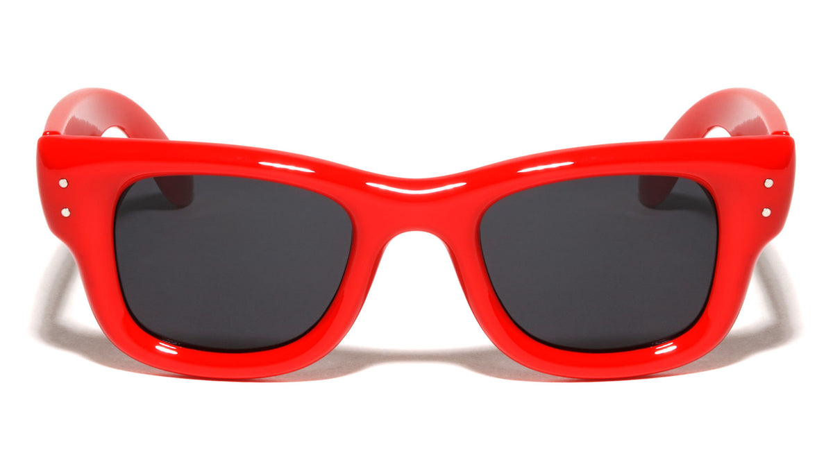 Two Dot Stud Accent Inflated Square Wholesale Sunglasses