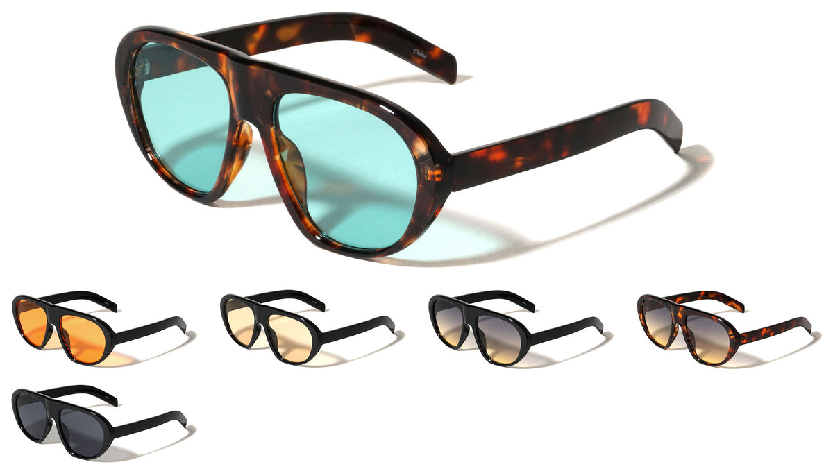 Solid Frame Oval Aviators Wholesale Sunglasses