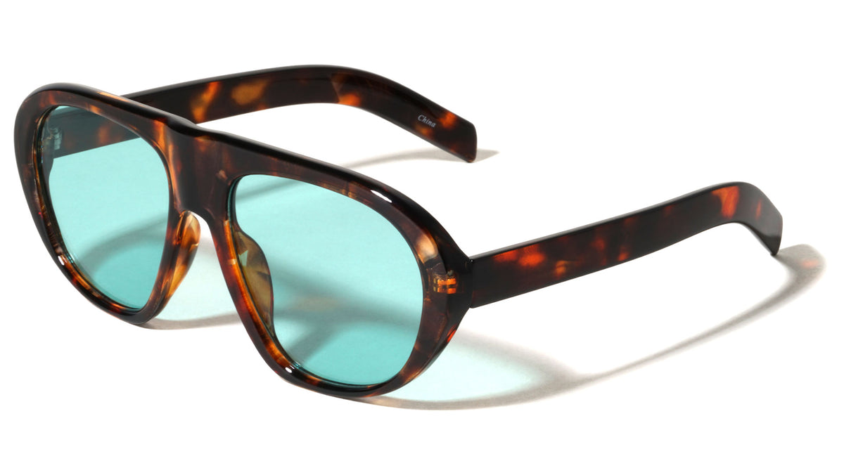 Solid Frame Oval Aviators Wholesale Sunglasses