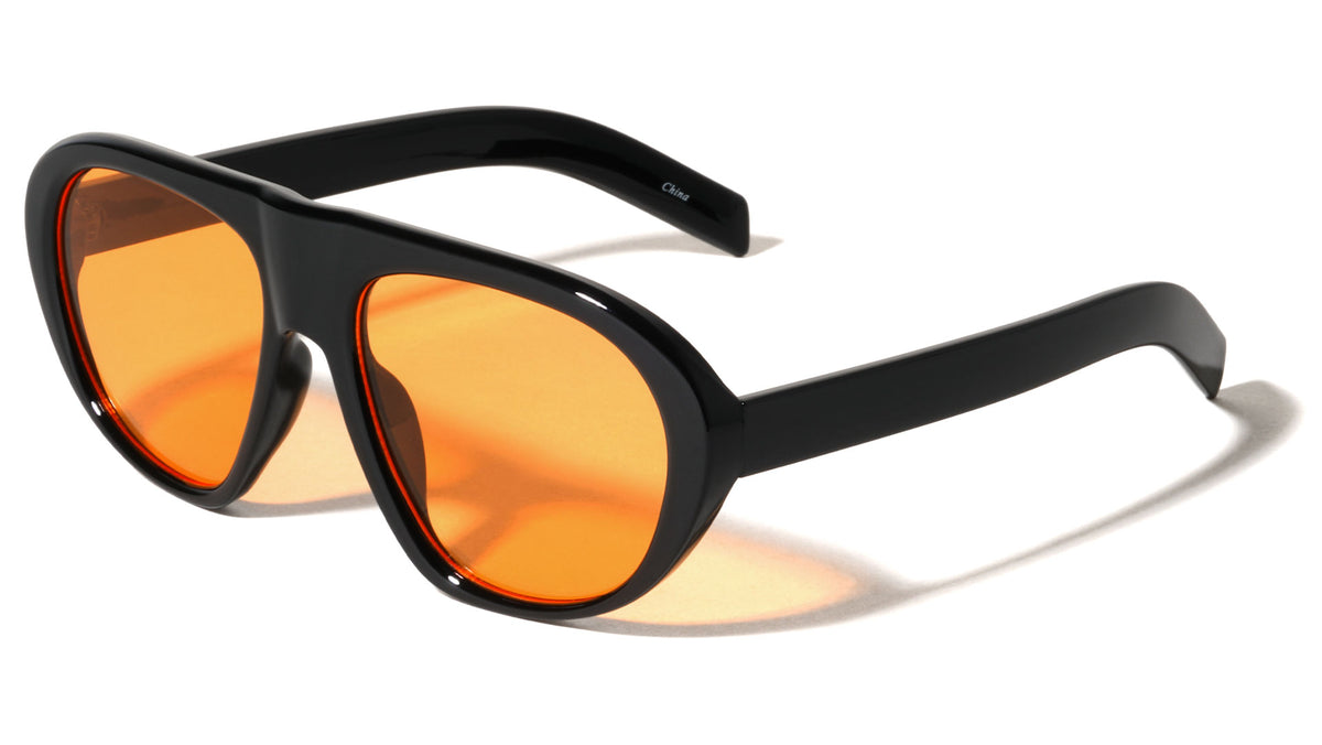 Solid Frame Oval Aviators Wholesale Sunglasses