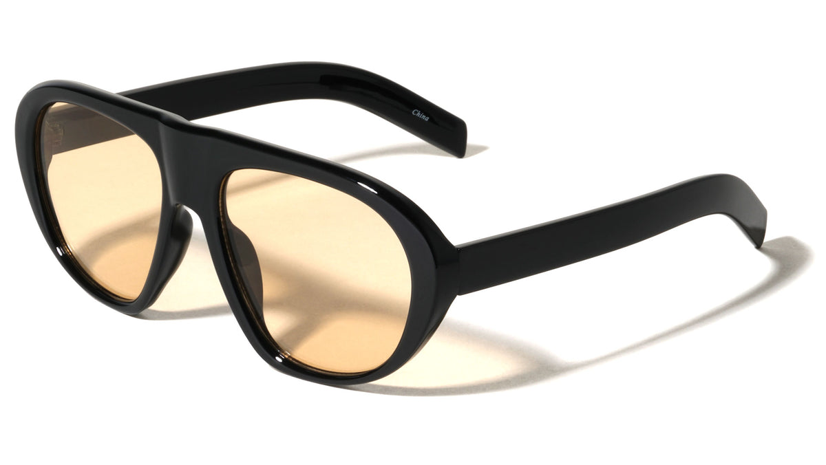 Solid Frame Oval Aviators Wholesale Sunglasses