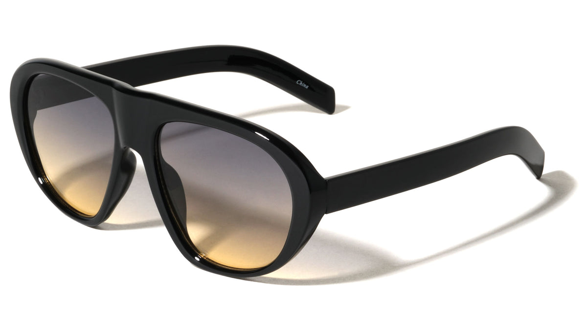 Solid Frame Oval Aviators Wholesale Sunglasses