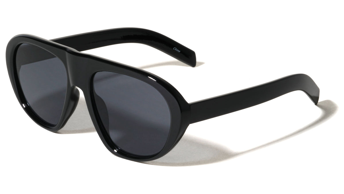 Solid Frame Oval Aviators Wholesale Sunglasses